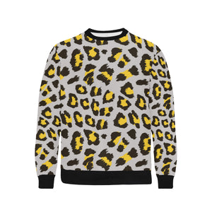 Gray Leopard print pattern Men's Crew Neck Sweatshirt