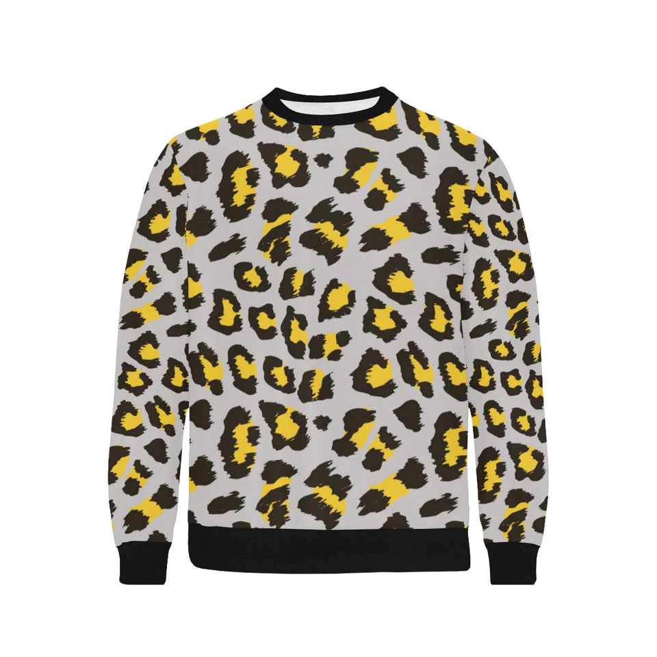 Gray Leopard print pattern Men's Crew Neck Sweatshirt