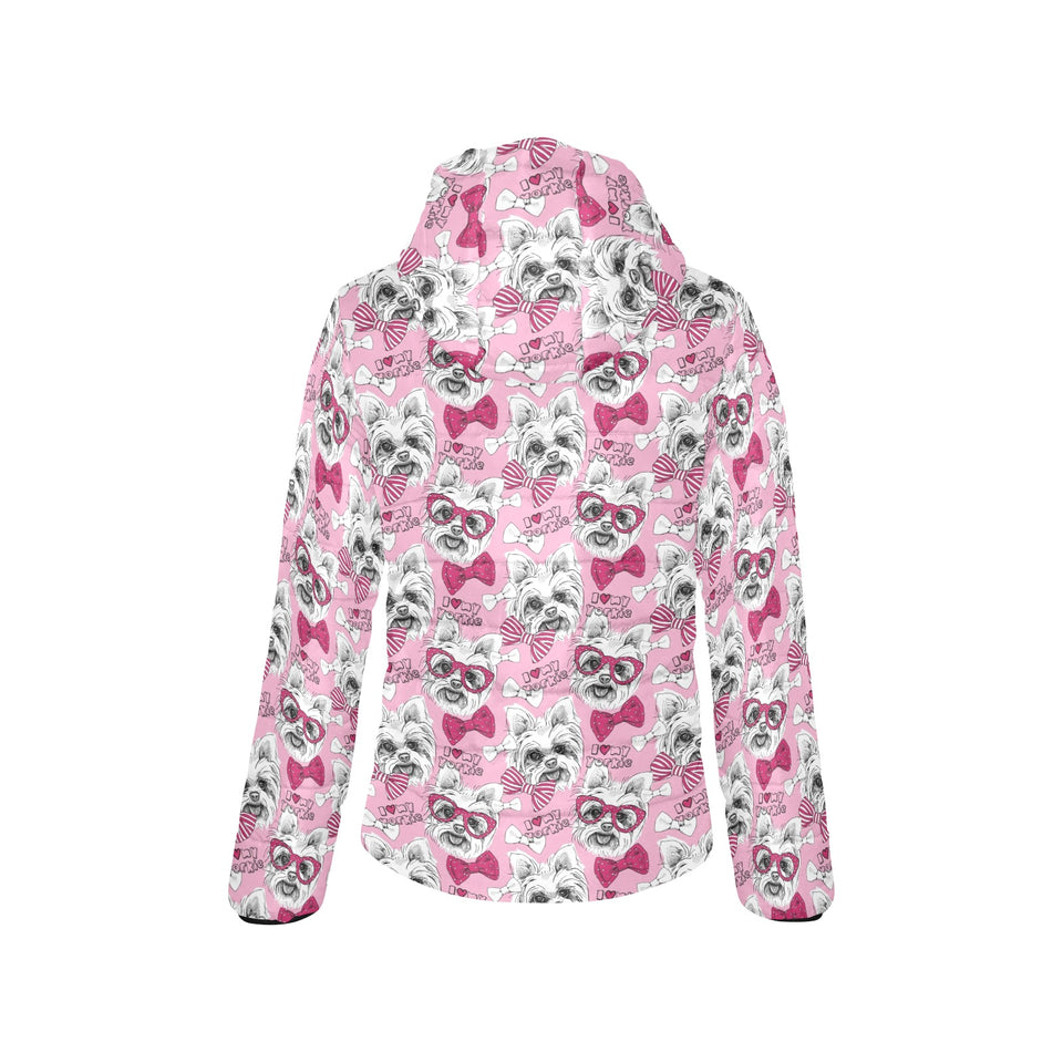 Yorkshire Terrier Pattern Print Design 03 Women's Padded Hooded Jacket