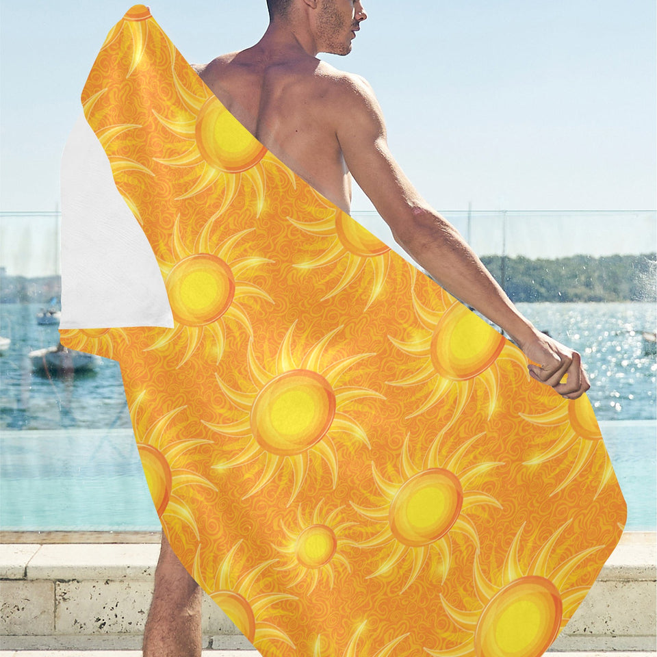 Sun orange background Beach Towel