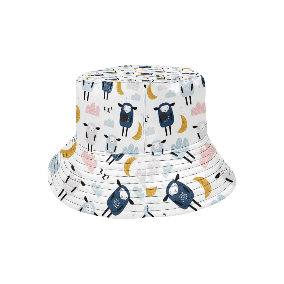 Cute sleeping sheep moon cloud pattern Unisex Bucket Hat