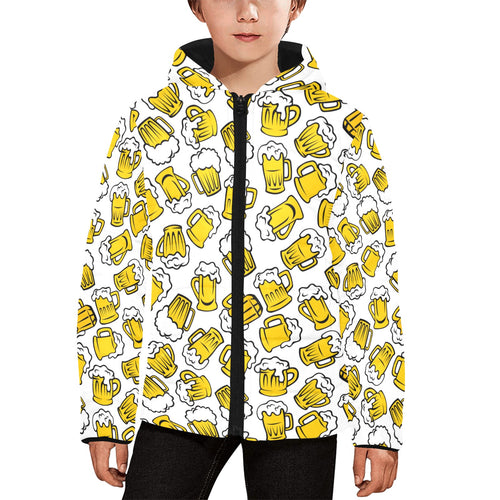 Beer design pattern Kids' Boys' Girls' Padded Hooded Jacket