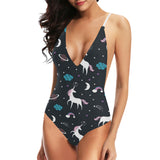 unicorn rainbows moon clound star pattern Women's One-Piece Swimsuit