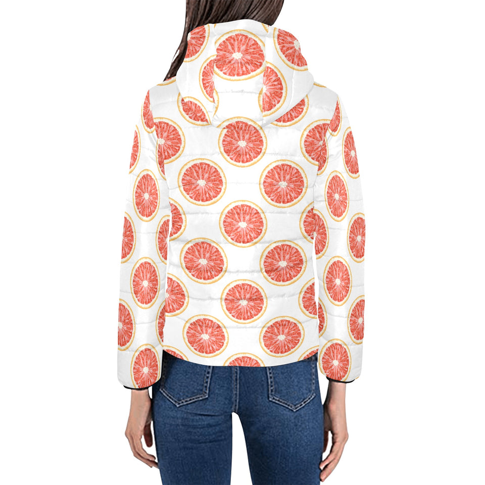 Grapefruit pattern Women's Padded Hooded Jacket
