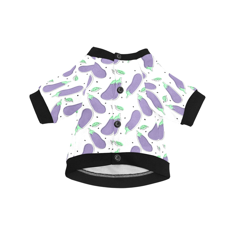 Eggplant Pattern Print Design 05 All Over Print Pet Dog Round Neck Fuzzy Shirt