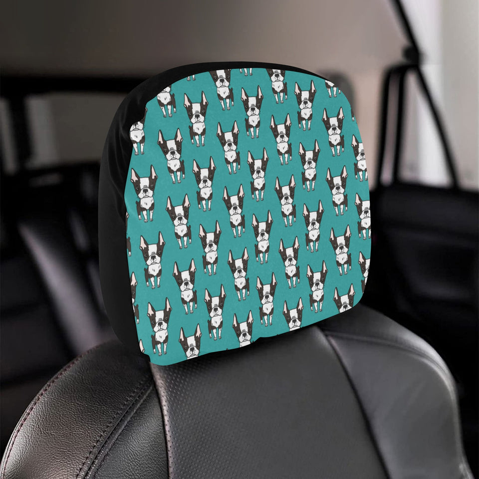 Hand drawn boston terrier dog pattern Car Headrest Cover