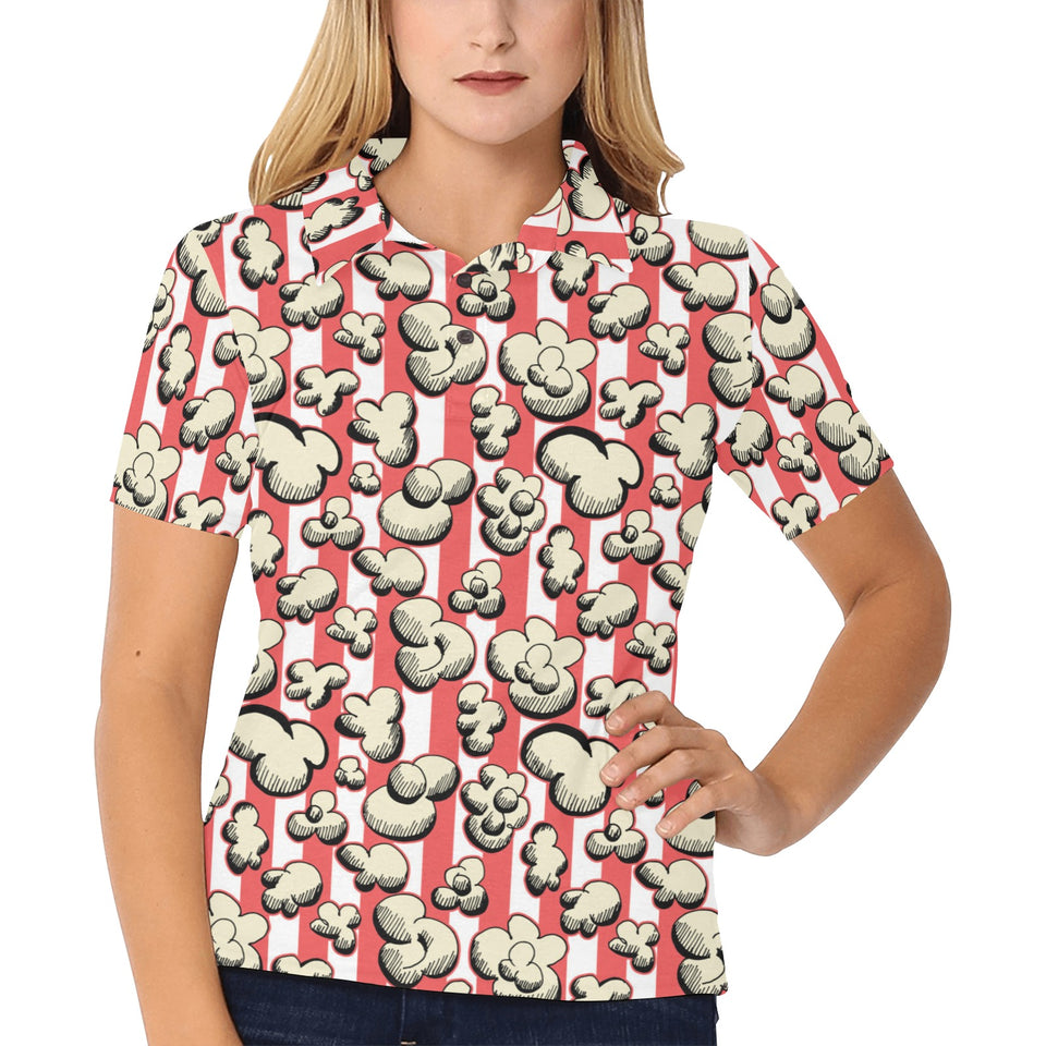 Popcorn Pattern Print Design 05 Women's All Over Print Polo Shirt