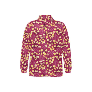 Popcorn Pattern Print Design 02 Men's Long Sleeve Polo Shirt