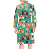 Camera Pattern Print Design 03 Men's Long Sleeve Belted Night Robe