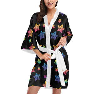 Colorful star pattern Women's Short Kimono Robe