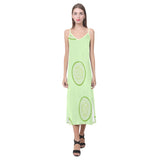 Cucumber pattern V-Neck Open Fork Long Dress