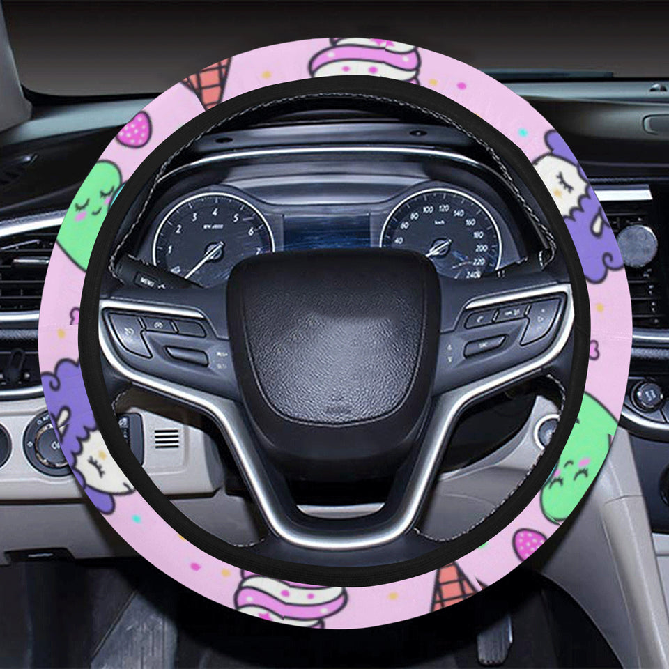 Cute ice cream cone animal pattern Car Steering Wheel Cover