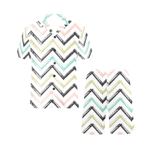 zigzag chevron paint pattern Men's V-Neck Short Pajama Set