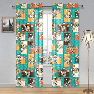 Camera Pattern Print Design 03 Gauze Curtain