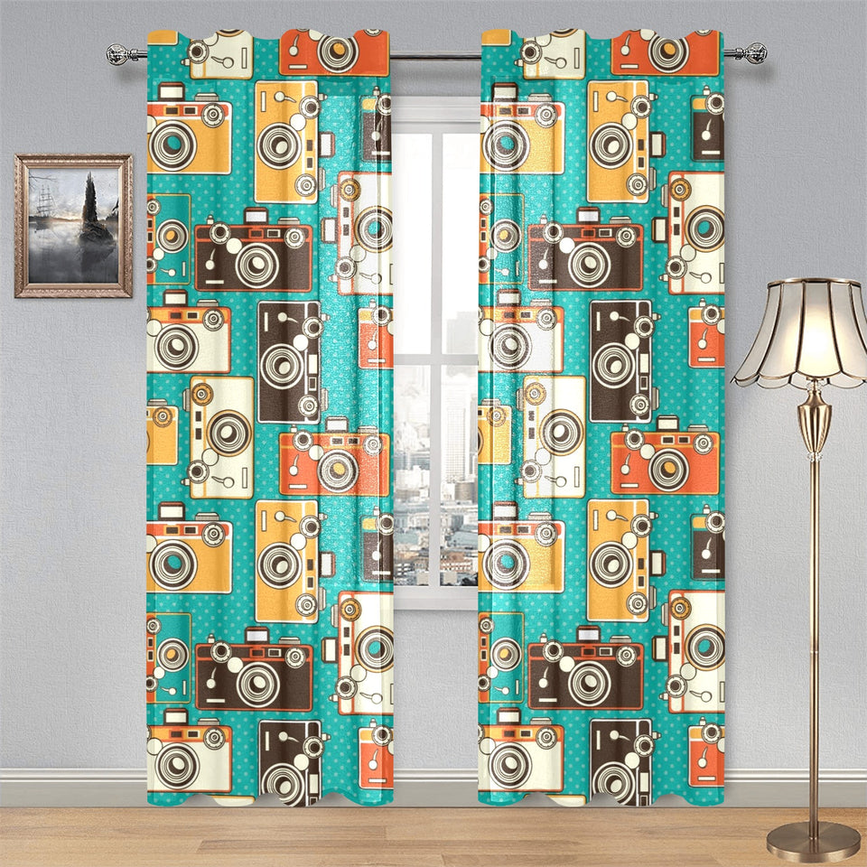Camera Pattern Print Design 03 Gauze Curtain