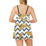 Pizza design pattern Chest Sexy Pleated Two Piece Swim Dress