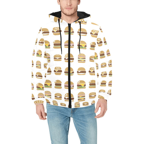 Hamburger Pattern Print Design 02 Men's Padded Hooded Jacket