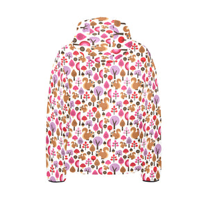 Squirrel Pattern Print Design 02 Kids' Boys' Girls' Padded Hooded Jacket