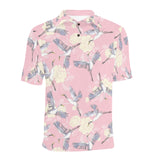 Japanese crane rose pattern Men's All Over Print Polo Shirt