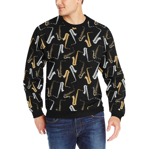 saxophone design pattern Men's Crew Neck Sweatshirt