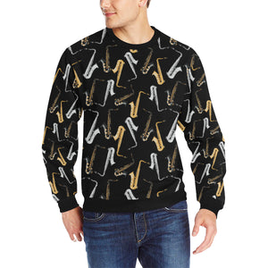 saxophone design pattern Men's Crew Neck Sweatshirt