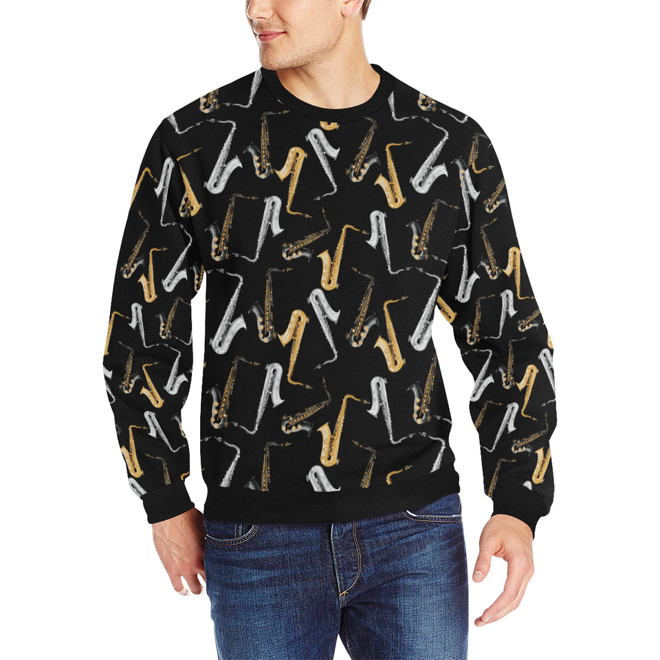 saxophone design pattern Men's Crew Neck Sweatshirt