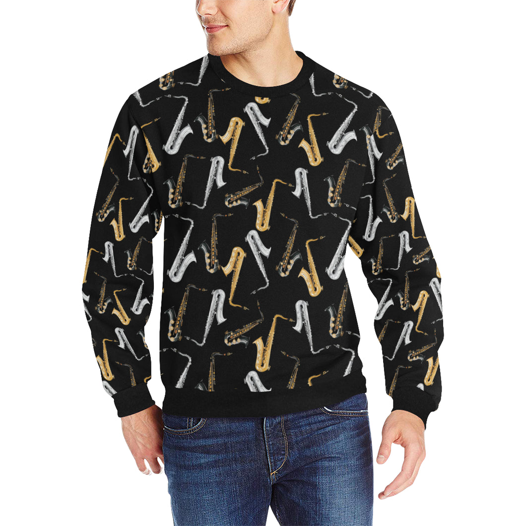 saxophone design pattern Men's Crew Neck Sweatshirt