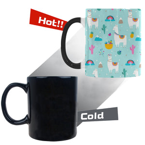 Llama alpaca cactus leaves pattern Morphing Mug Heat Changing Mug