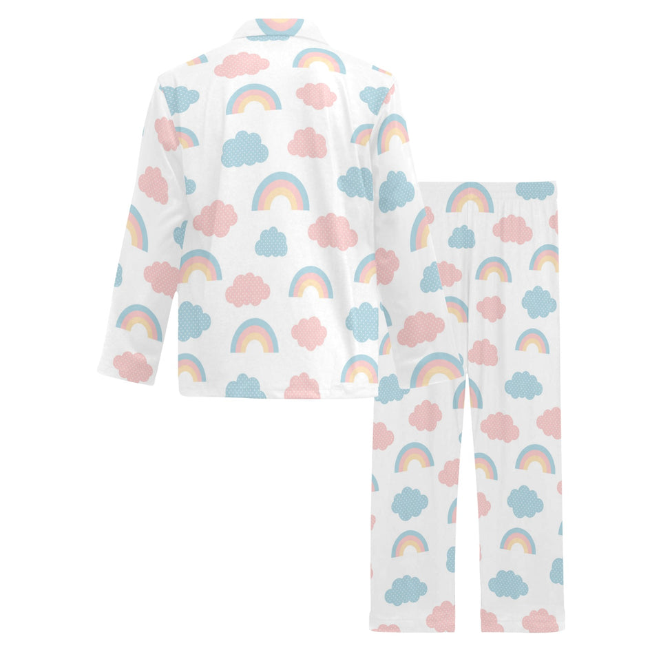 Cute rainbow clound pattern Men's Long Pajama Set