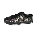 Unicorns forest background Men's Low Top Canvas Shoes Black
