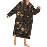 Gold peacock feather pattern Blanket Robe with Sleeves