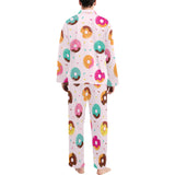 Donut pattern glaze pink background Men's Long Pajama Set