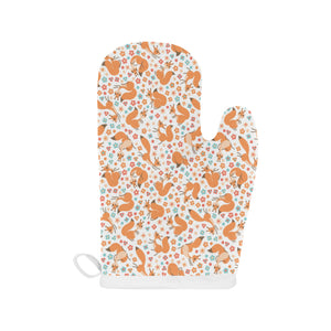 Squirrel Pattern Print Design 05 Heat Resistant Oven Mitts