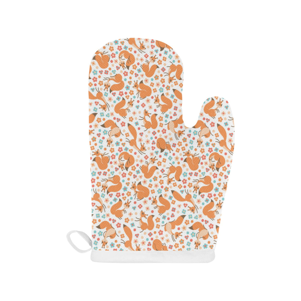 Squirrel Pattern Print Design 05 Heat Resistant Oven Mitts