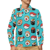 Cute sushi pattern Men's Long Sleeve Polo Shirt