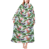 Hummingbird Pattern Print Design 05 Blanket Robe with Sleeves