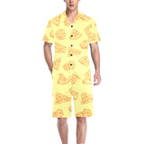 Cheese design pattern Men's V-Neck Short Pajama Set