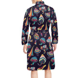 Colorful mushroom pattern Men's Long Sleeve Belted Night Robe