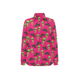 Alien Pattern Print Design 03 Women's Long Sleeve Polo Shirt