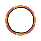 Oranges pattern red background Car Steering Wheel Cover