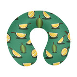 Durian pattern green background U-Shaped Travel Neck Pillow