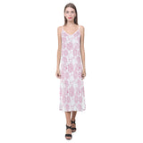 Sketch guava pattern V-Neck Open Fork Long Dress