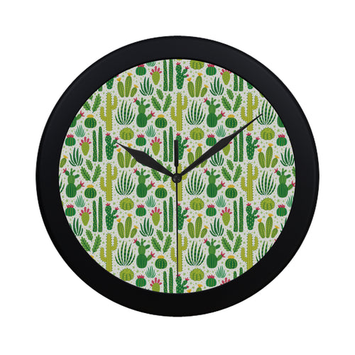 Cactus pattern copy Elegant Black Wall Clock
