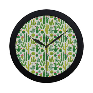 Cactus pattern copy Elegant Black Wall Clock