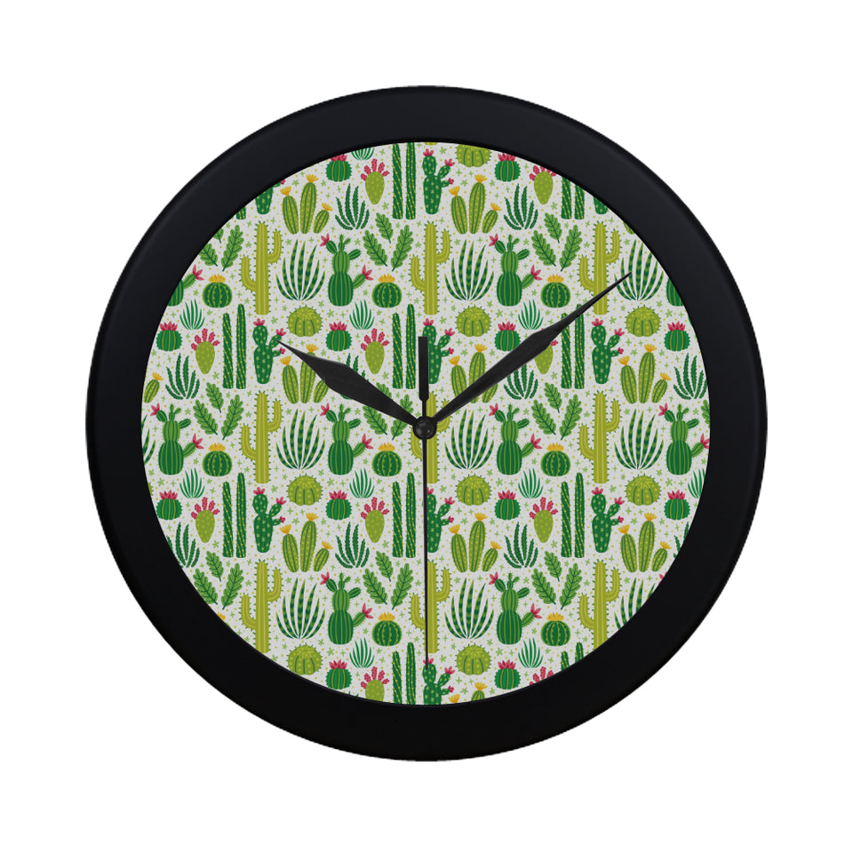 Cactus pattern copy Elegant Black Wall Clock