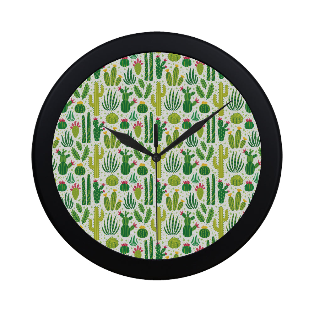 Cactus pattern copy Elegant Black Wall Clock
