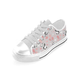 Cute panda ballon heart pattern Men's Low Top Canvas Shoes White