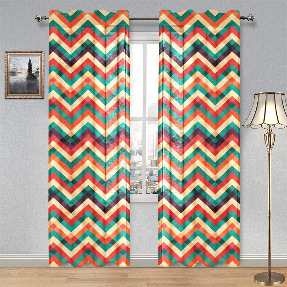 zigzag chevron colorful pattern Gauze Curtain