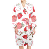 watercolor hand drawn beautiful strawberry pattern Men's Long Sleeve Belted Night Robe