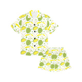Durian pattern background Kids' Boys' Girls' V-Neck Short Pajama Set